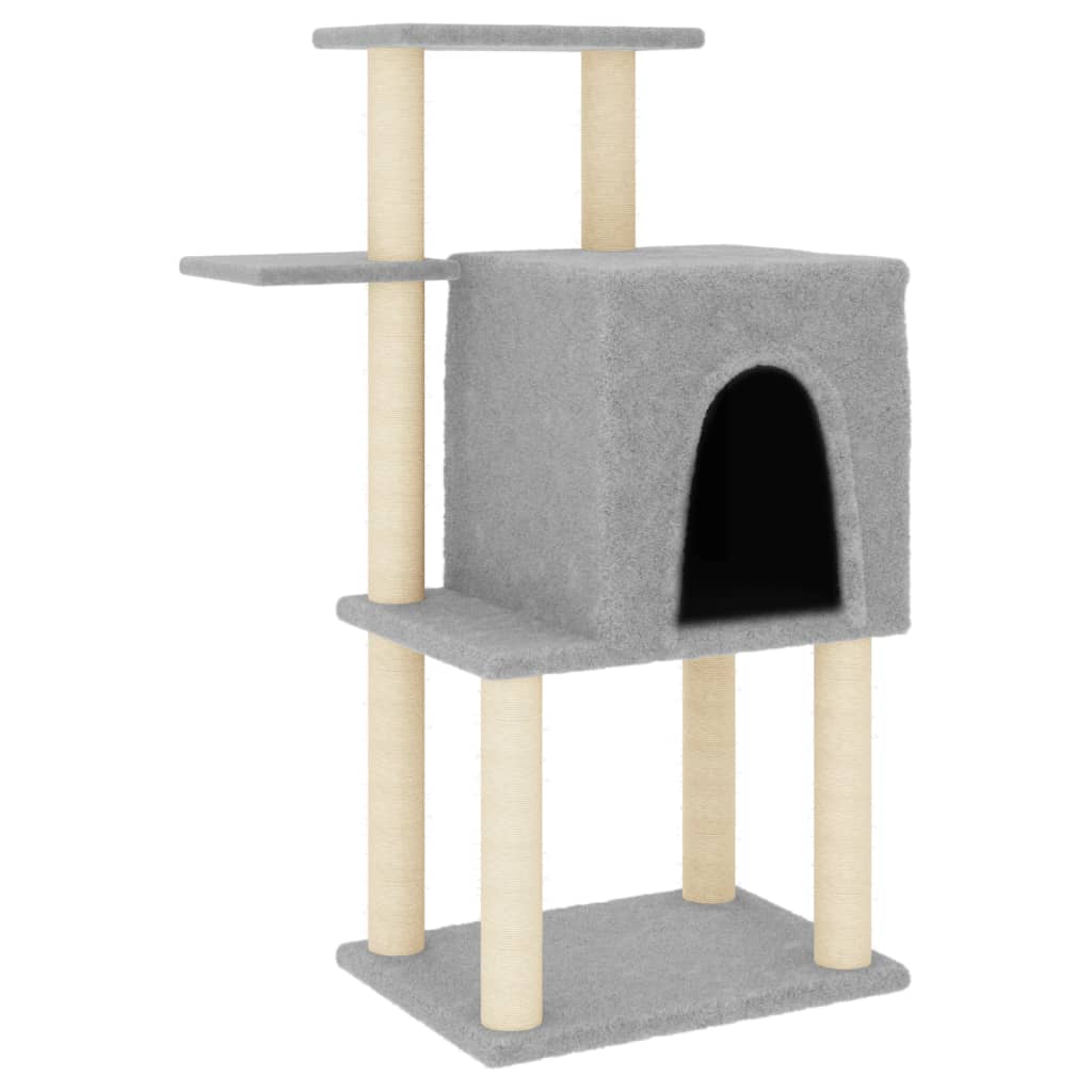 Kattenmeubel met sisal krabpalen 97 cm lichtgrijs is nu te koop bij PeponiXL, paradijselijk wonen!