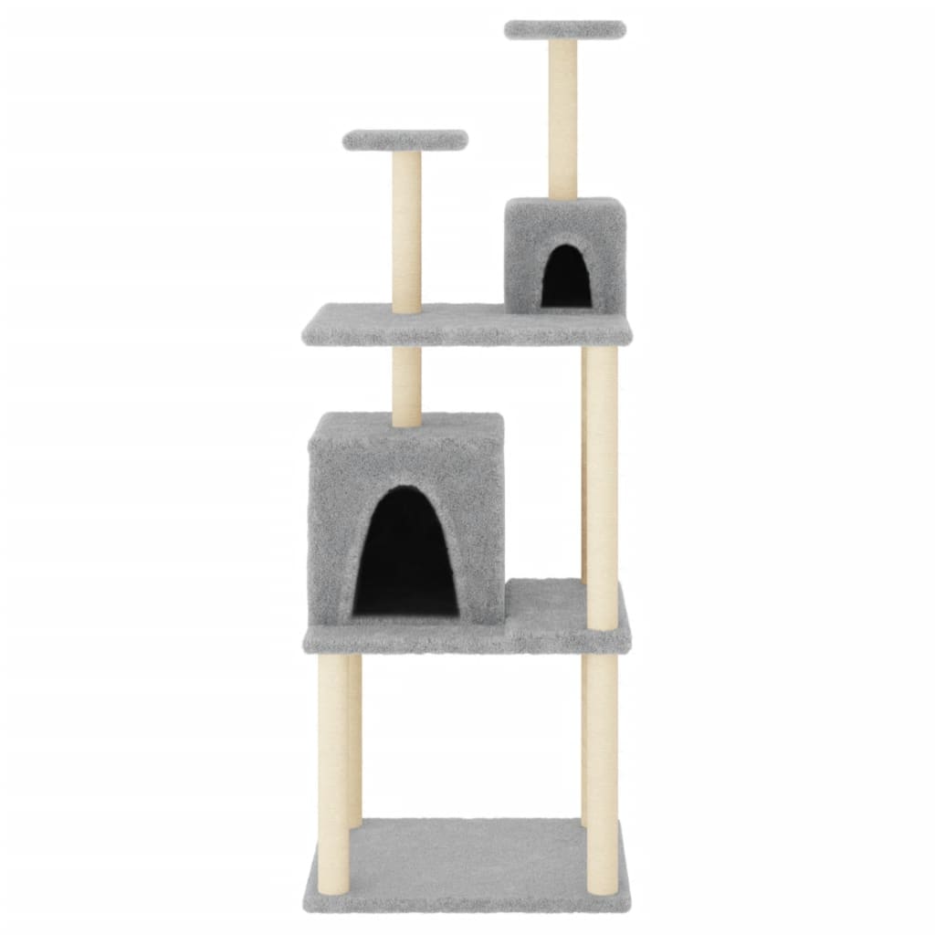 Kattenmeubel met sisal krabpalen 167 cm lichtgrijs is nu te koop bij PeponiXL, paradijselijk wonen!