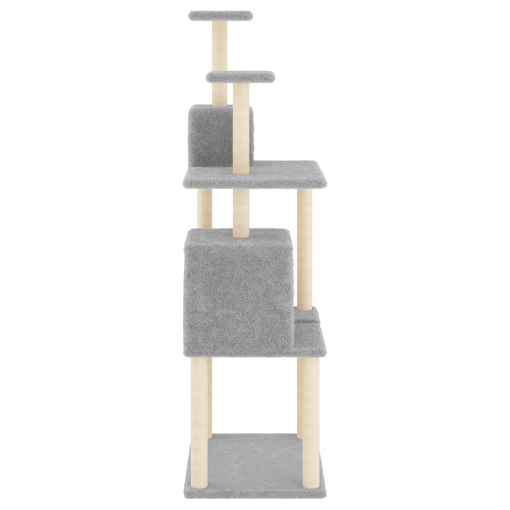 Kattenmeubel met sisal krabpalen 167 cm lichtgrijs is nu te koop bij PeponiXL, paradijselijk wonen!