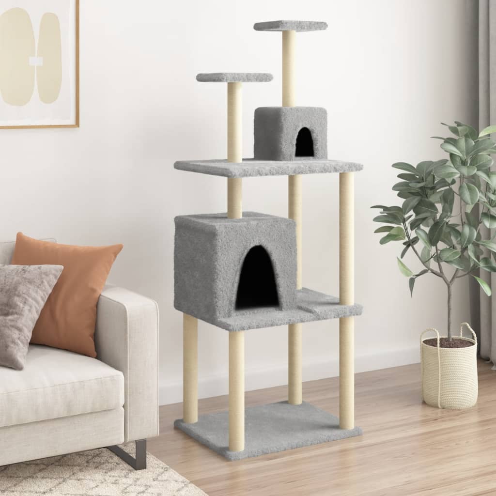 Kattenmeubel met sisal krabpalen 167 cm lichtgrijs is nu te koop bij PeponiXL, paradijselijk wonen!