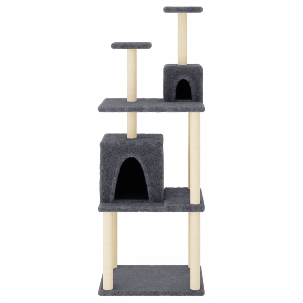Kattenmeubel met sisal krabpalen 167 cm donkergrijs is nu te koop bij PeponiXL, paradijselijk wonen!