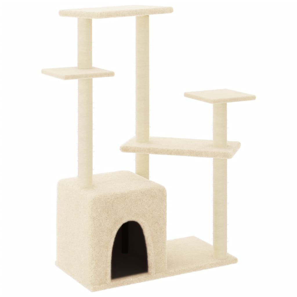 Kattenmeubel met sisal krabpalen 107,5 cm crèmekleurig is nu te koop bij PeponiXL, paradijselijk wonen!
