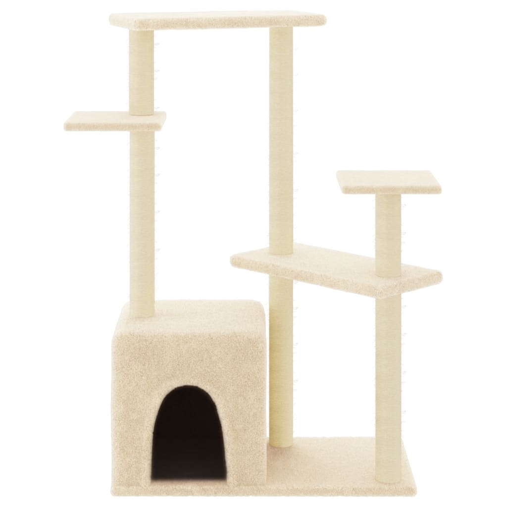 Kattenmeubel met sisal krabpalen 107,5 cm crèmekleurig is nu te koop bij PeponiXL, paradijselijk wonen!