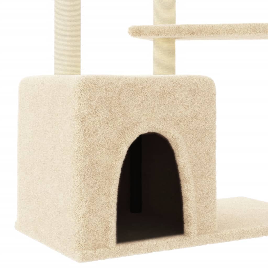 Kattenmeubel met sisal krabpalen 107,5 cm crèmekleurig is nu te koop bij PeponiXL, paradijselijk wonen!