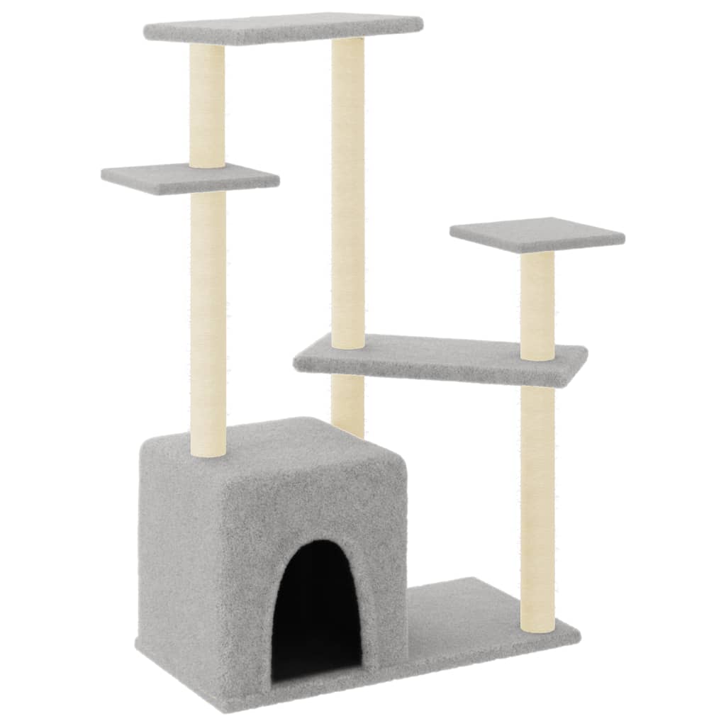 Kattenmeubel met sisal krabpalen 107,5 cm lichtgrijs is nu te koop bij PeponiXL, paradijselijk wonen!