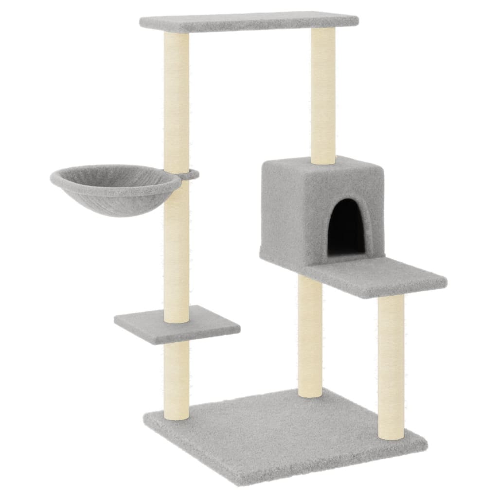 Kattenmeubel met sisal krabpalen 95 cm lichtgrijs is nu te koop bij PeponiXL, paradijselijk wonen!