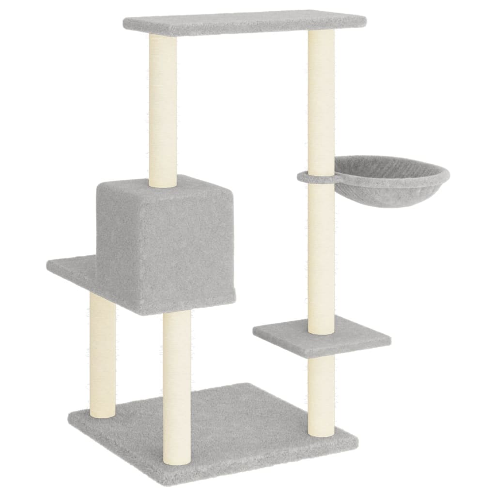 Kattenmeubel met sisal krabpalen 95 cm lichtgrijs is nu te koop bij PeponiXL, paradijselijk wonen!