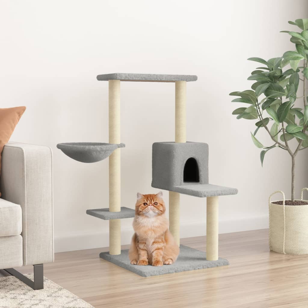 Kattenmeubel met sisal krabpalen 95 cm lichtgrijs is nu te koop bij PeponiXL, paradijselijk wonen!