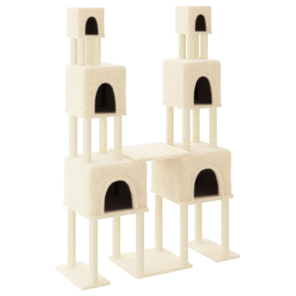 Kattenmeubel met sisal krabpalen 199 cm crèmekleurig is nu te koop bij PeponiXL, paradijselijk wonen!