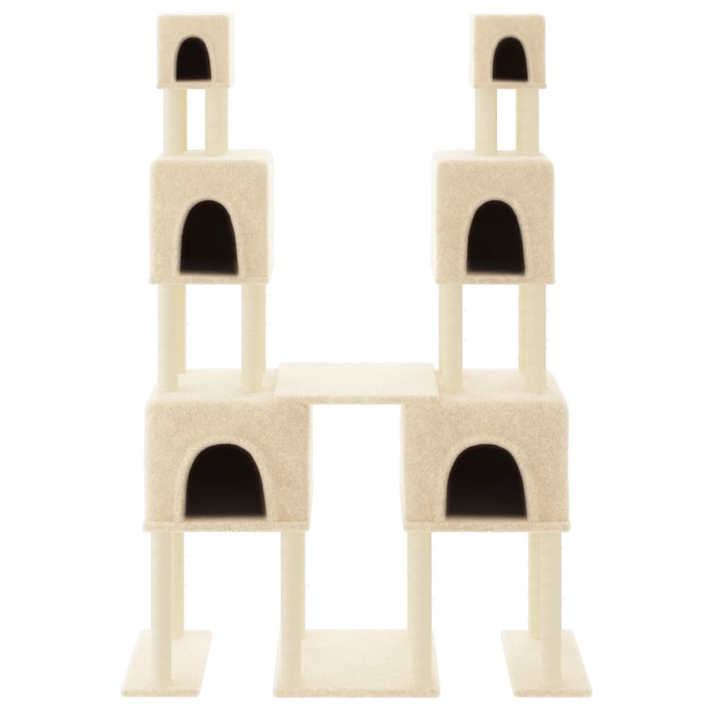 Kattenmeubel met sisal krabpalen 199 cm crèmekleurig is nu te koop bij PeponiXL, paradijselijk wonen!
