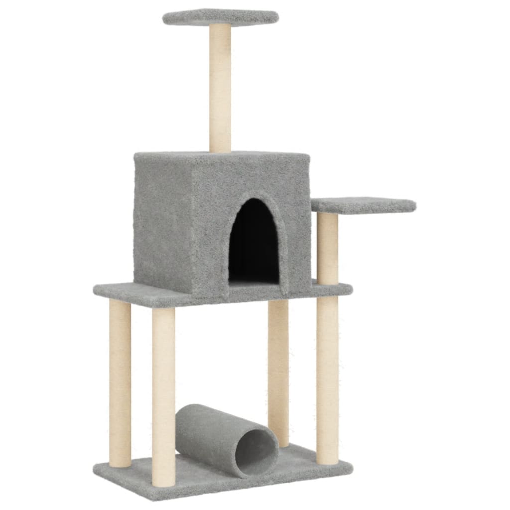 Kattenmeubel met sisal krabpalen 122 cm lichtgrijs is nu te koop bij PeponiXL, paradijselijk wonen!