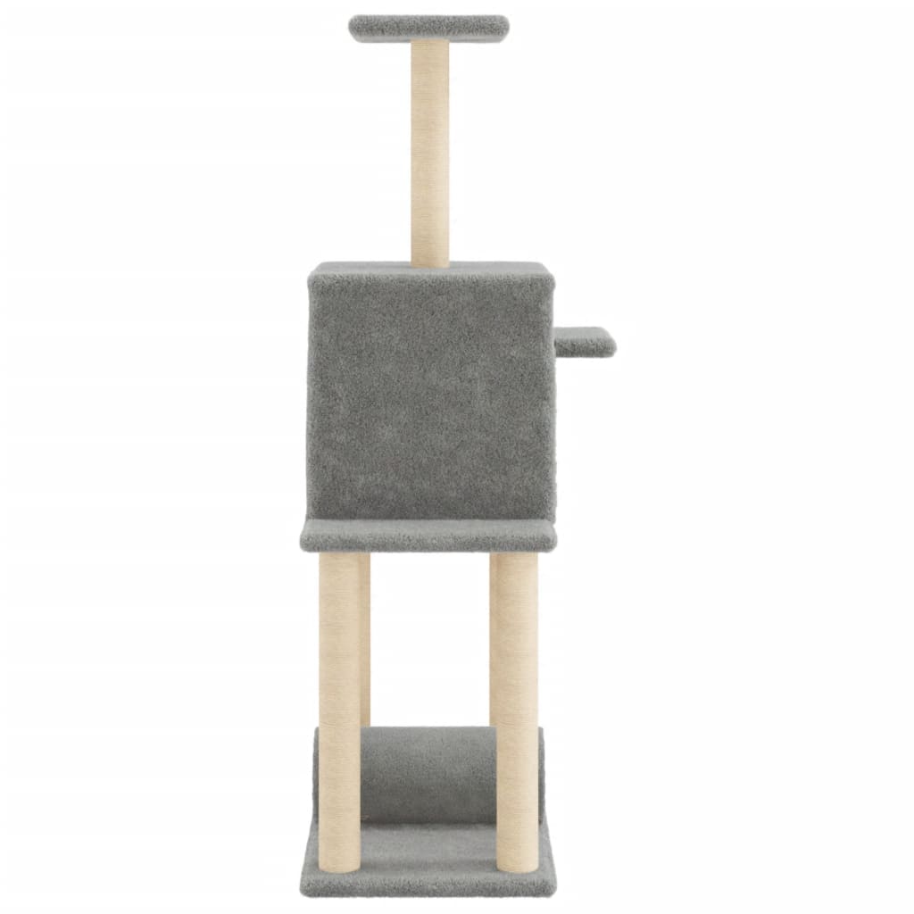Kattenmeubel met sisal krabpalen 122 cm lichtgrijs is nu te koop bij PeponiXL, paradijselijk wonen!