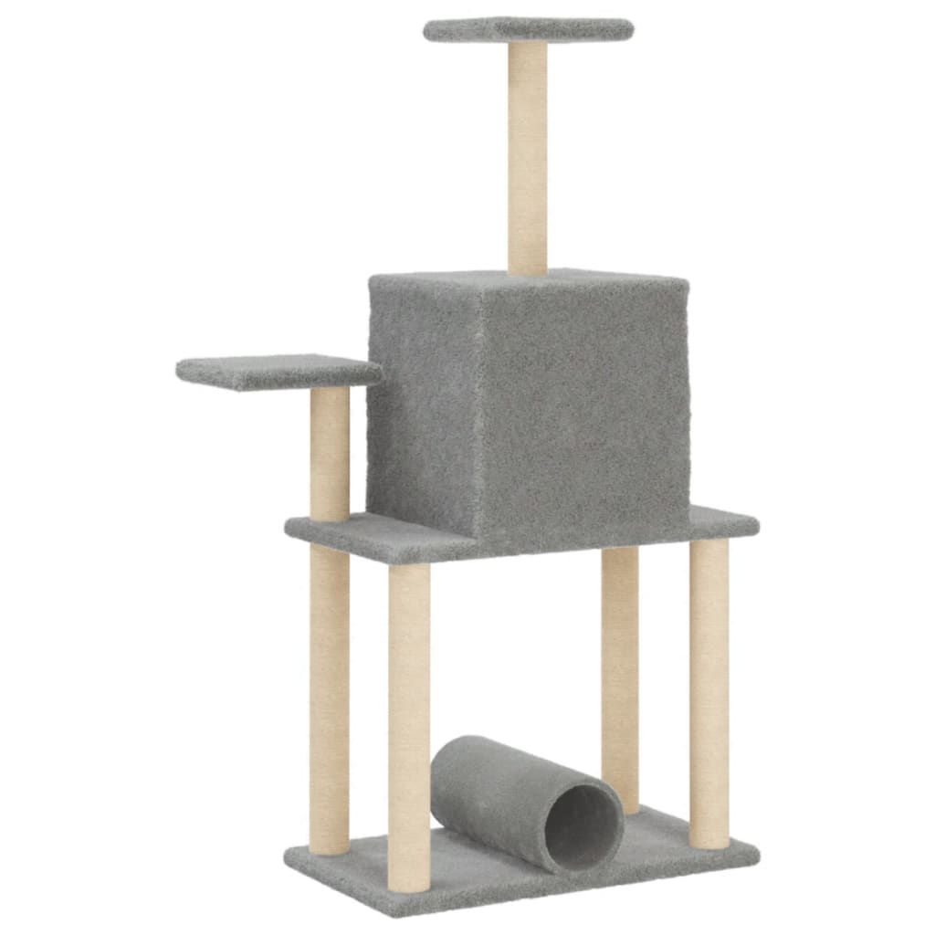 Kattenmeubel met sisal krabpalen 122 cm lichtgrijs is nu te koop bij PeponiXL, paradijselijk wonen!