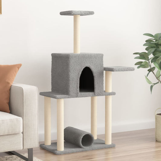 Kattenmeubel met sisal krabpalen 122 cm lichtgrijs is nu te koop bij PeponiXL, paradijselijk wonen!