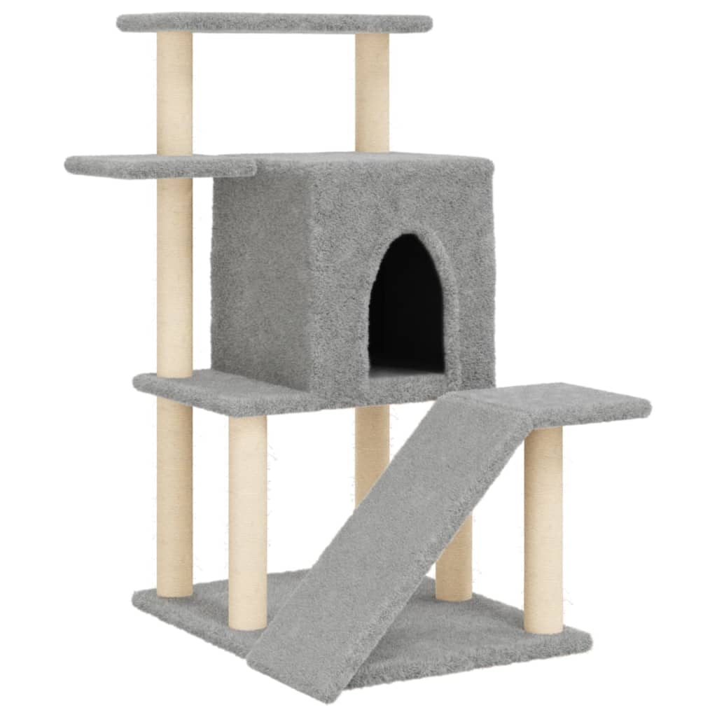 Kattenmeubel met sisal krabpalen 97 cm lichtgrijs is nu te koop bij PeponiXL, paradijselijk wonen!