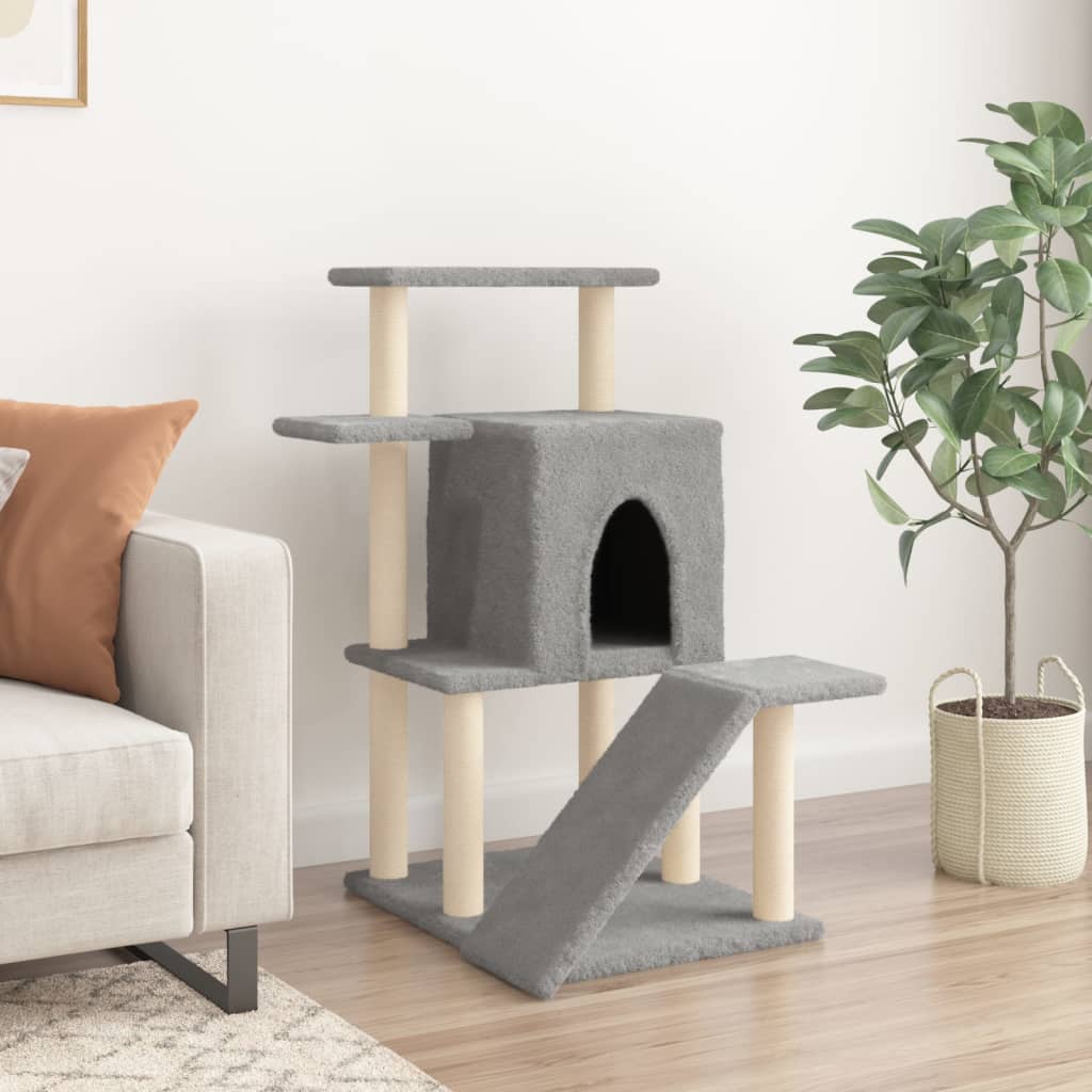 Kattenmeubel met sisal krabpalen 97 cm lichtgrijs is nu te koop bij PeponiXL, paradijselijk wonen!