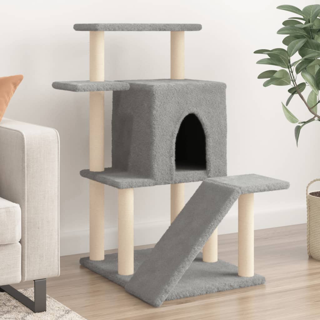 Kattenmeubel met sisal krabpalen 97 cm lichtgrijs is nu te koop bij PeponiXL, paradijselijk wonen!