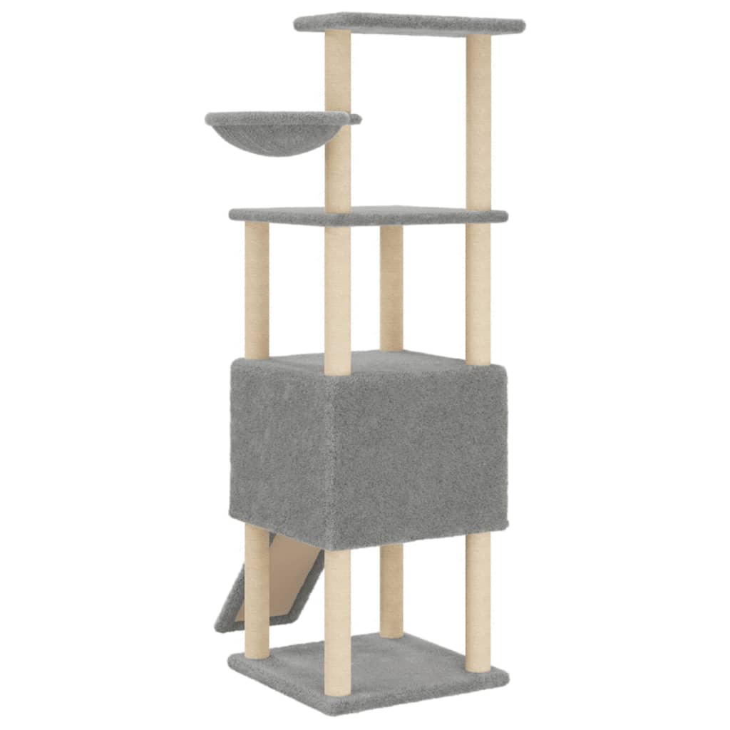 Kattenmeubel met sisal krabpalen 153 cm lichtgrijs is nu te koop bij PeponiXL, paradijselijk wonen!