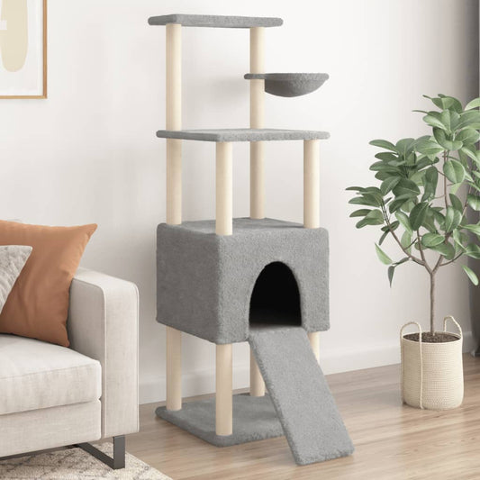Kattenmeubel met sisal krabpalen 153 cm lichtgrijs is nu te koop bij PeponiXL, paradijselijk wonen!
