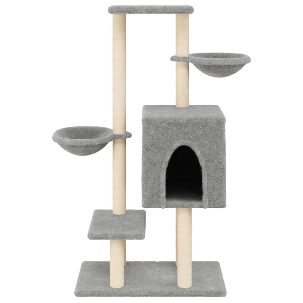 Kattenmeubel met sisal krabpalen 117 cm lichtgrijs is nu te koop bij PeponiXL, paradijselijk wonen!