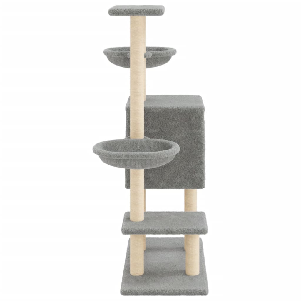 Kattenmeubel met sisal krabpalen 117 cm lichtgrijs is nu te koop bij PeponiXL, paradijselijk wonen!