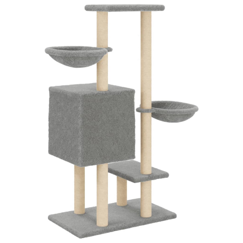 Kattenmeubel met sisal krabpalen 117 cm lichtgrijs is nu te koop bij PeponiXL, paradijselijk wonen!
