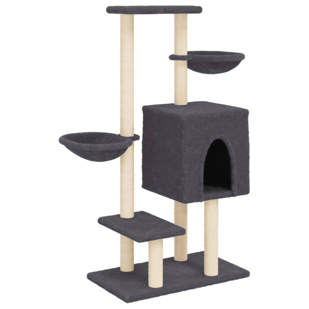 Kattenmeubel met sisal krabpalen 117 cm donkergrijs is nu te koop bij PeponiXL, paradijselijk wonen!