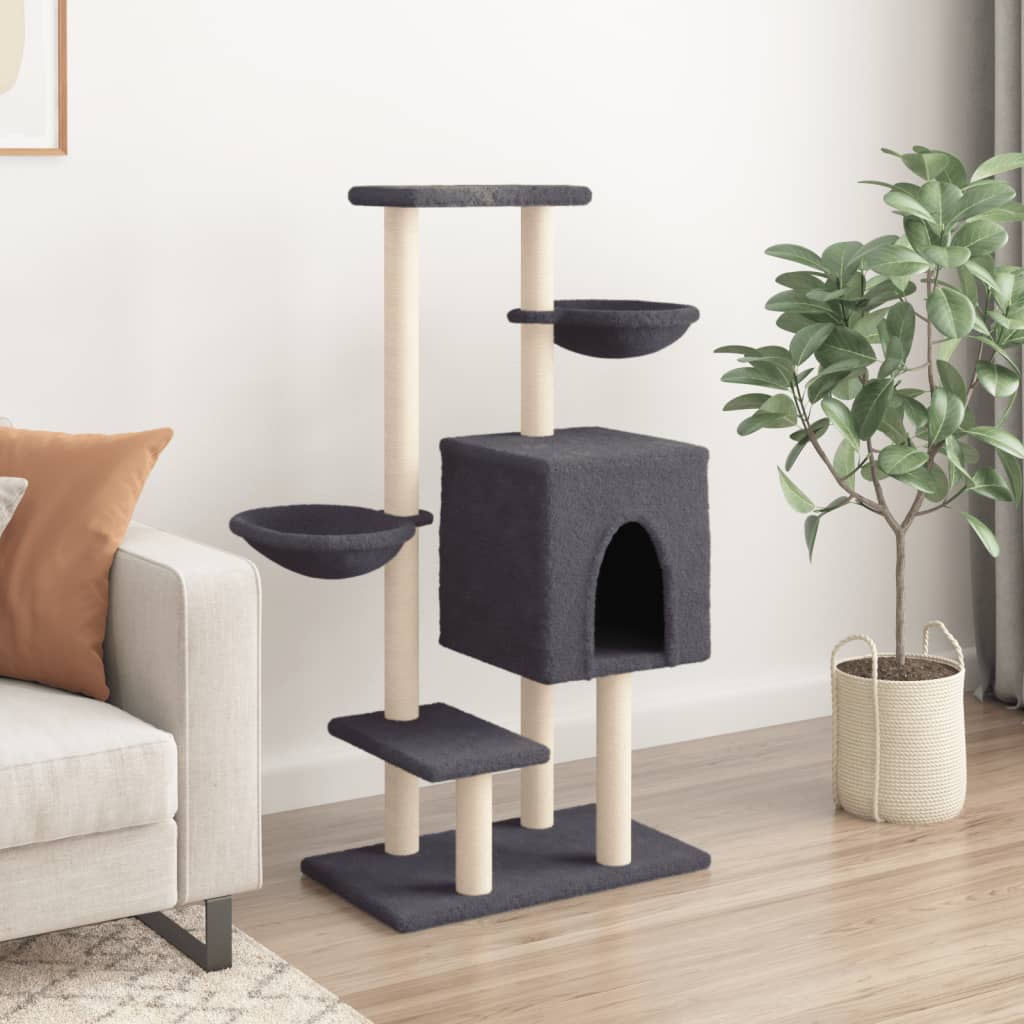 Kattenmeubel met sisal krabpalen 117 cm donkergrijs is nu te koop bij PeponiXL, paradijselijk wonen!