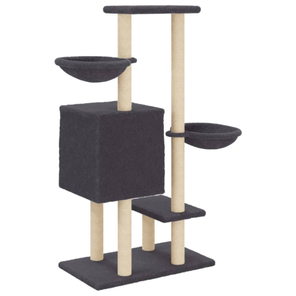 Kattenmeubel met sisal krabpalen 117 cm donkergrijs is nu te koop bij PeponiXL, paradijselijk wonen!