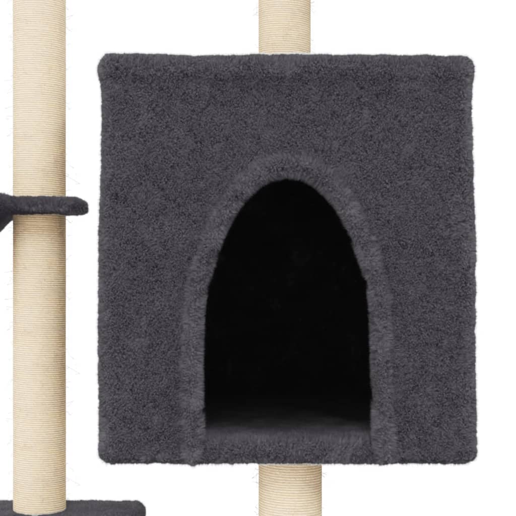 Kattenmeubel met sisal krabpalen 117 cm donkergrijs is nu te koop bij PeponiXL, paradijselijk wonen!