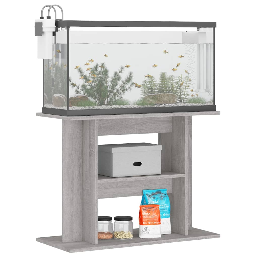 Aquariumstandaard Betongrijs 80x35x60 cm Bewerkt hout is nu te koop bij PeponiXL, paradijselijk wonen!