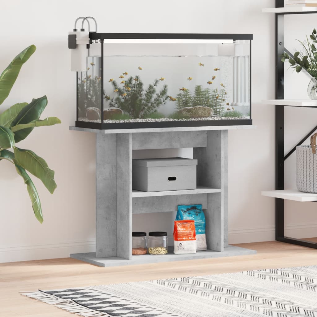 Aquariumstandaard Betongrijs 80x35x60 cm Bewerkt hout is nu te koop bij PeponiXL, paradijselijk wonen!