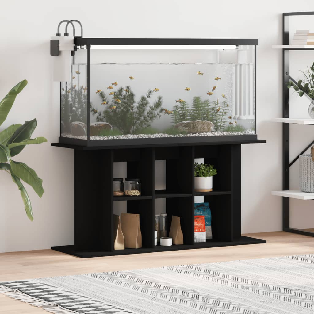 Aquariumstandaard 120x40x60 cm bewerkt hout zwart is nu te koop bij PeponiXL, paradijselijk wonen!