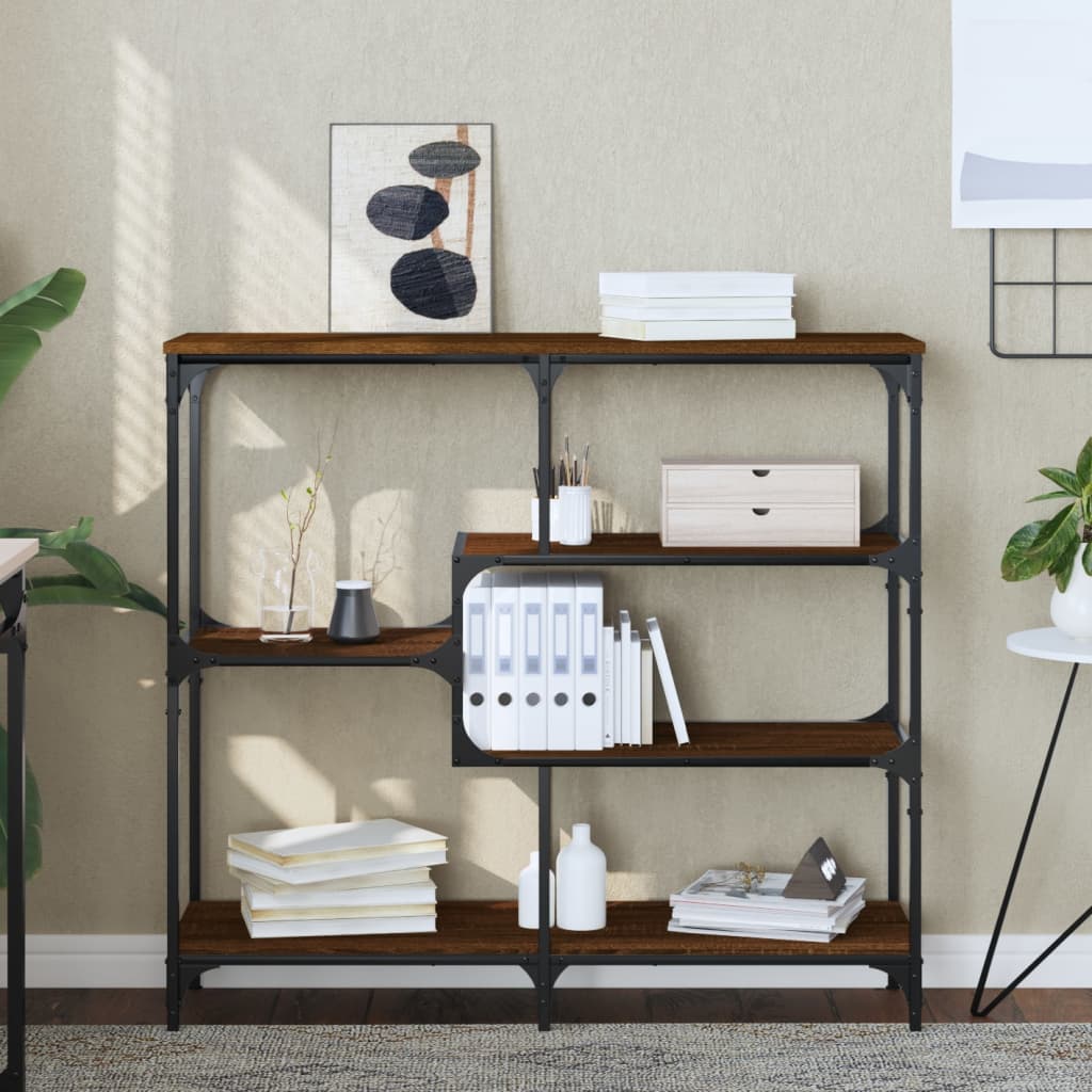 Wandtafel 103x32x95 cm bewerkt hout bruin eikenkleur is nu te koop bij PeponiXL, paradijselijk wonen!