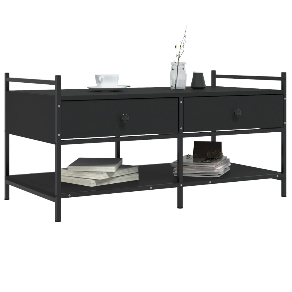 Salontafel 99x50x50 cm bewerkt hout zwart is nu te koop bij PeponiXL, paradijselijk wonen!