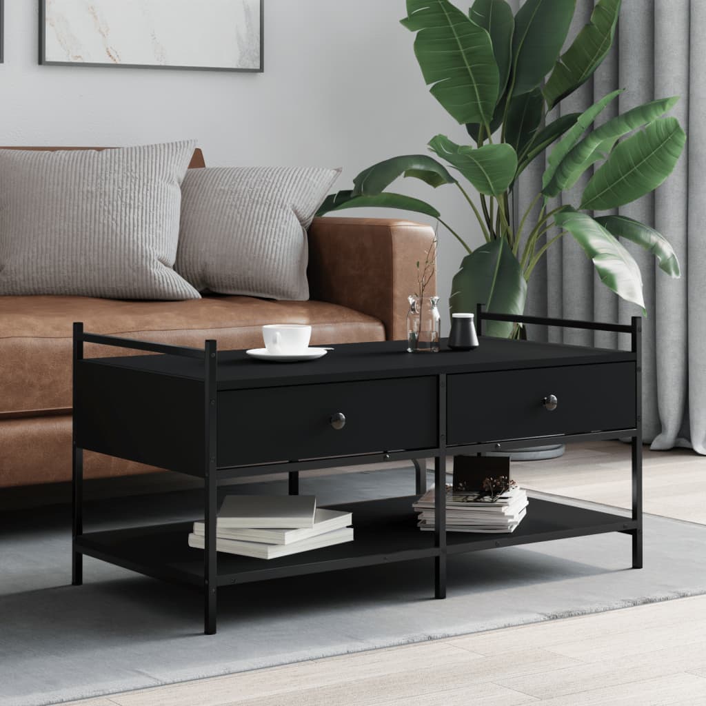 Salontafel 99x50x50 cm bewerkt hout zwart is nu te koop bij PeponiXL, paradijselijk wonen!