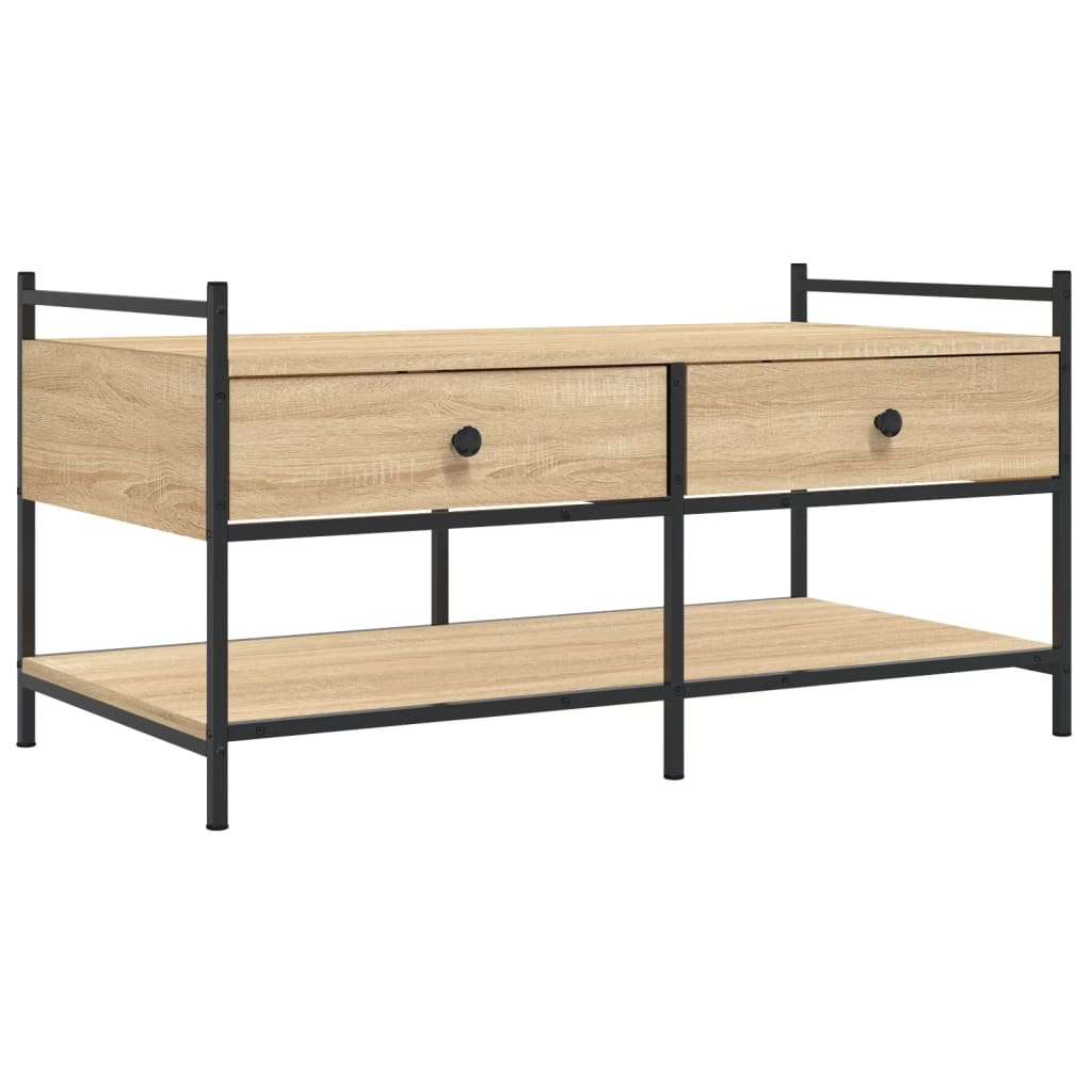 Salontafel 99x50x50 cm bewerkt hout sonoma eikenkleurig is nu te koop bij PeponiXL, paradijselijk wonen!