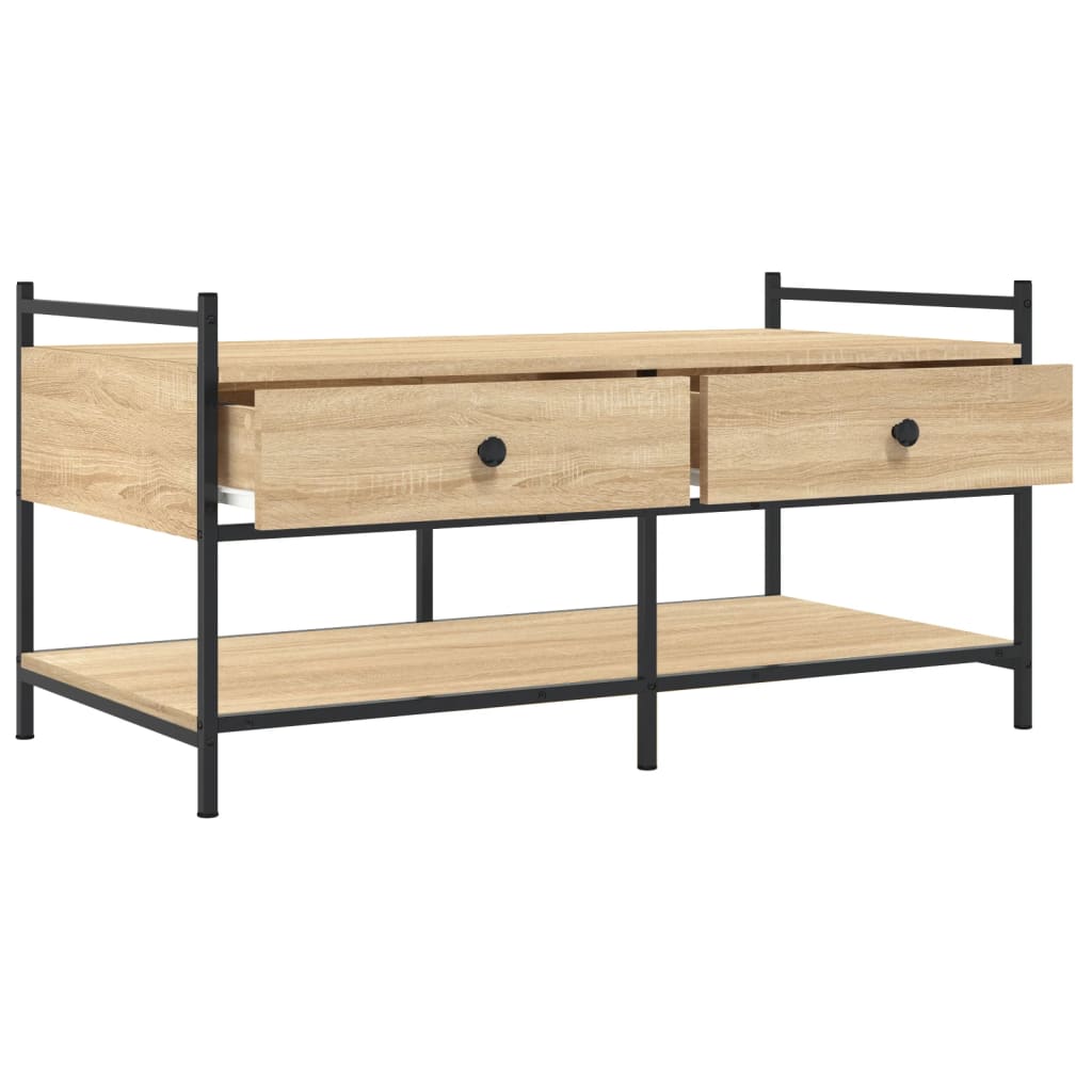 Salontafel 99x50x50 cm bewerkt hout sonoma eikenkleurig is nu te koop bij PeponiXL, paradijselijk wonen!