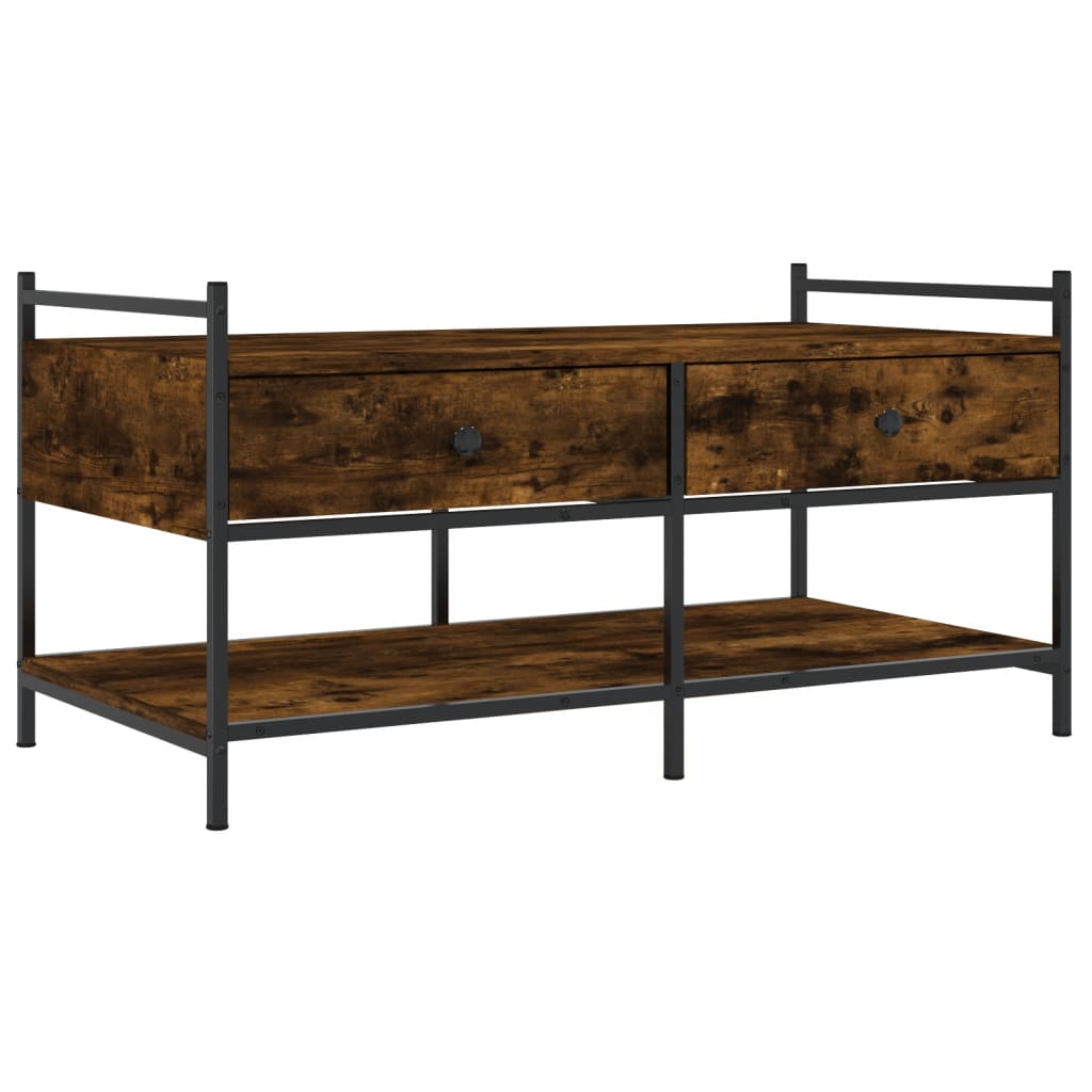 Salontafel 99x50x50 cm bewerkt hout gerookt eikenkleurig is nu te koop bij PeponiXL, paradijselijk wonen!