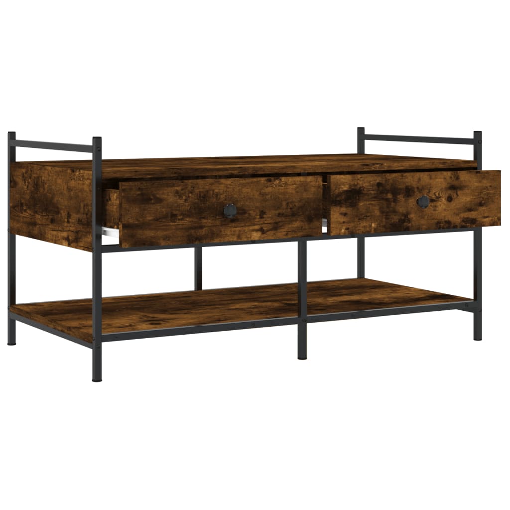 Salontafel 99x50x50 cm bewerkt hout gerookt eikenkleurig is nu te koop bij PeponiXL, paradijselijk wonen!