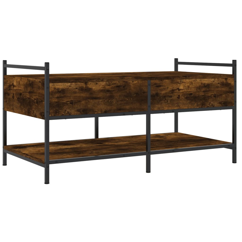Salontafel 99x50x50 cm bewerkt hout gerookt eikenkleurig is nu te koop bij PeponiXL, paradijselijk wonen!