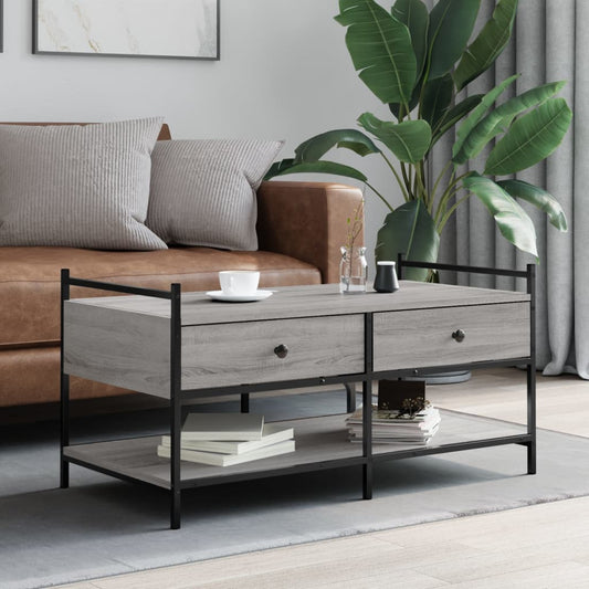 Salontafel 99x50x50 cm bewerkt hout grijs sonoma eikenkleurig is nu te koop bij PeponiXL, paradijselijk wonen!