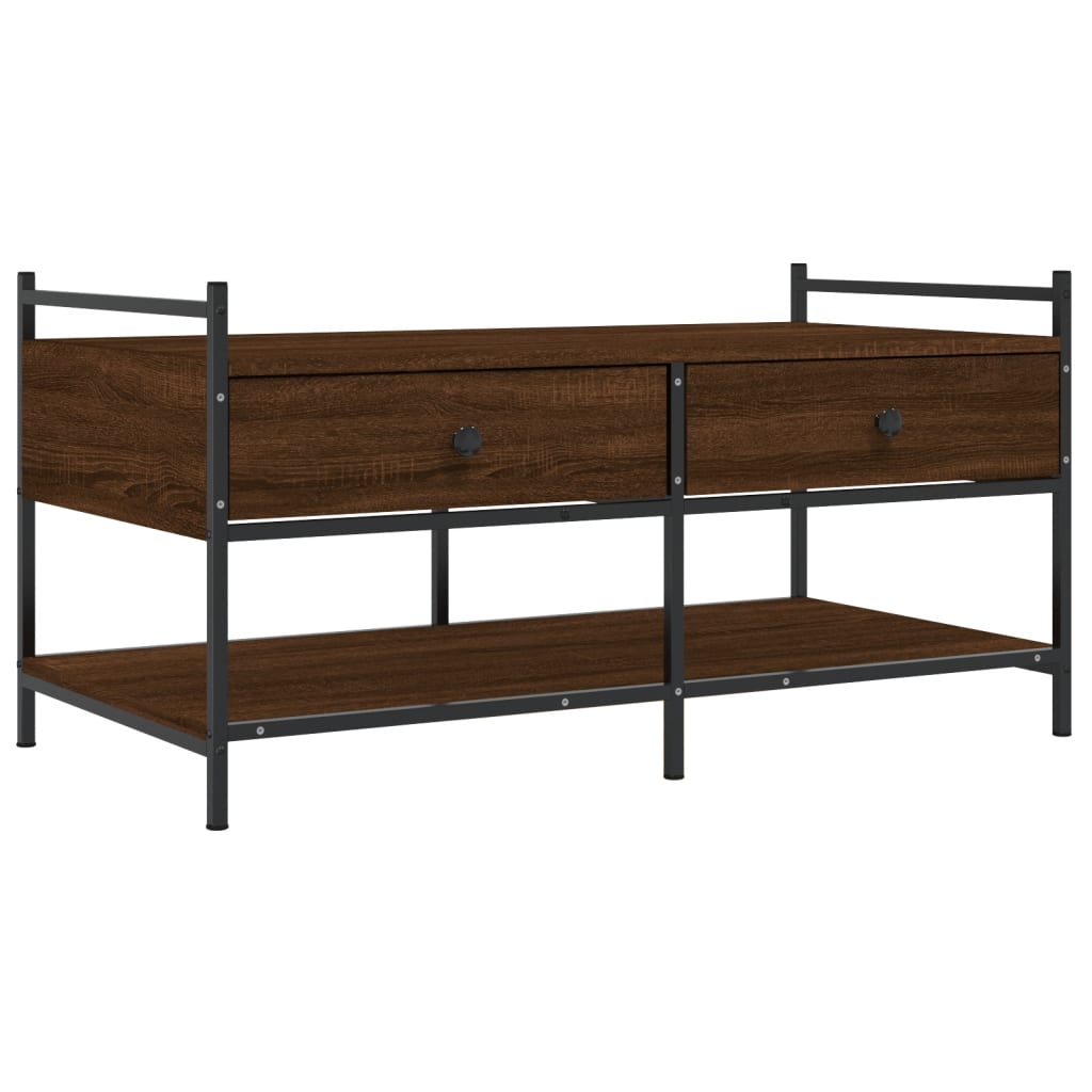Salontafel 99x50x50 cm bewerkt hout bruin eikenkleur is nu te koop bij PeponiXL, paradijselijk wonen!