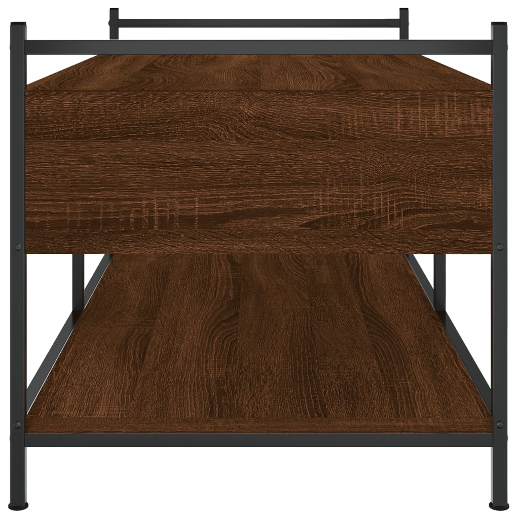 Salontafel 99x50x50 cm bewerkt hout bruin eikenkleur is nu te koop bij PeponiXL, paradijselijk wonen!