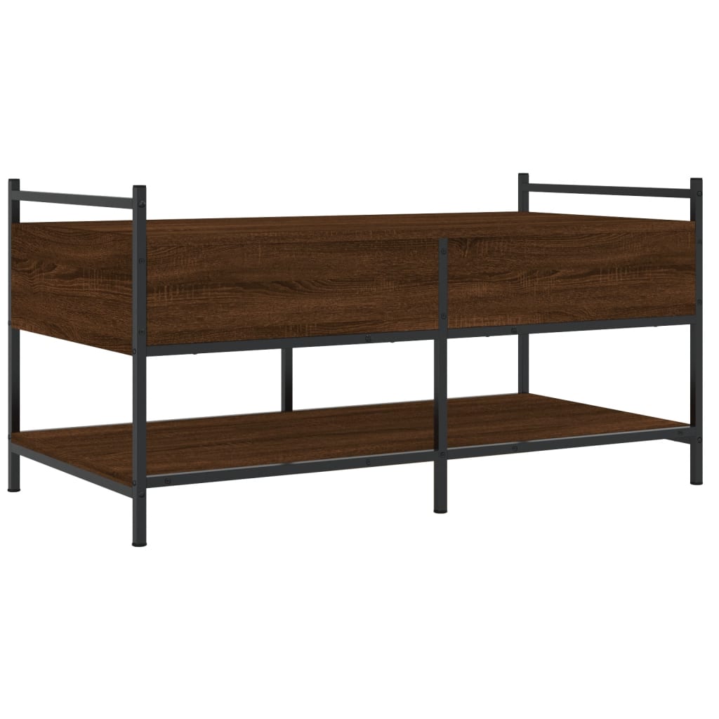 Salontafel 99x50x50 cm bewerkt hout bruin eikenkleur is nu te koop bij PeponiXL, paradijselijk wonen!