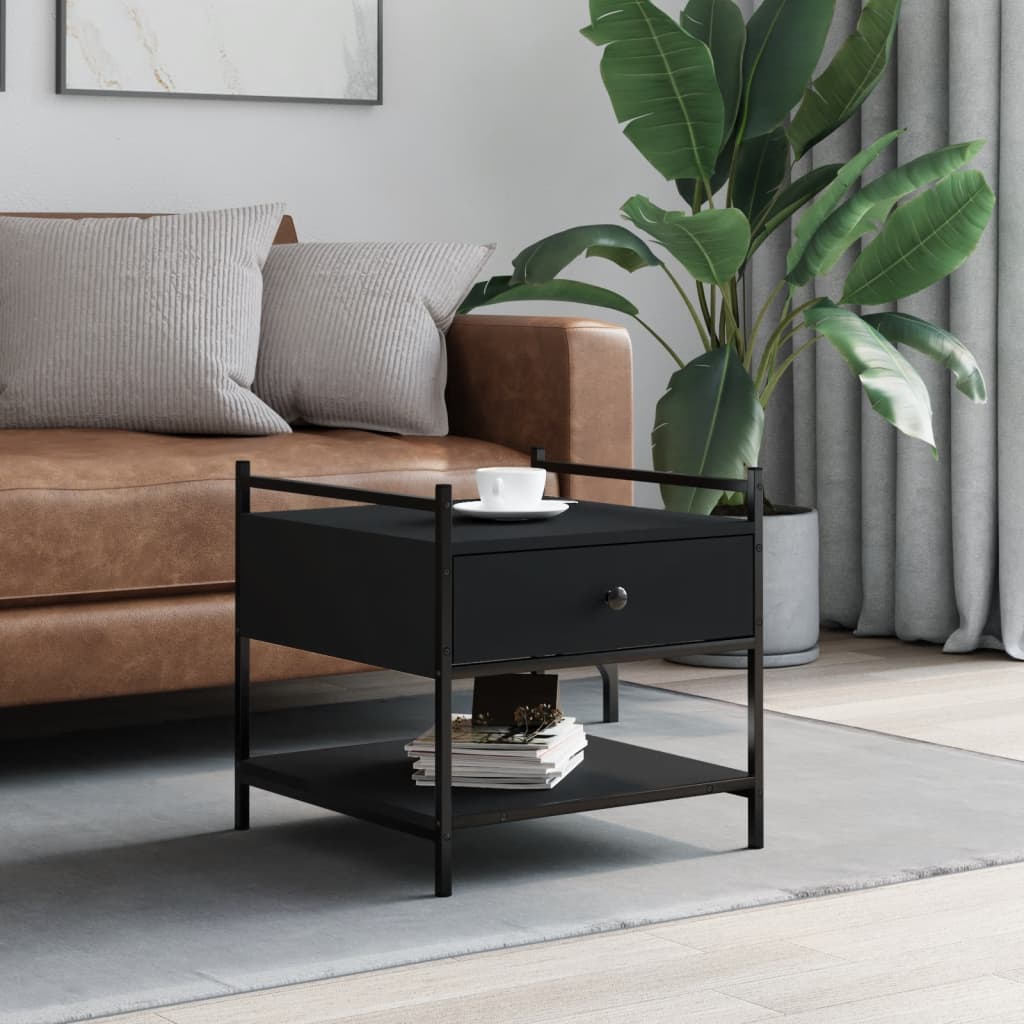 Salontafel 50x50x50 cm bewerkt hout zwart is nu te koop bij PeponiXL, paradijselijk wonen!