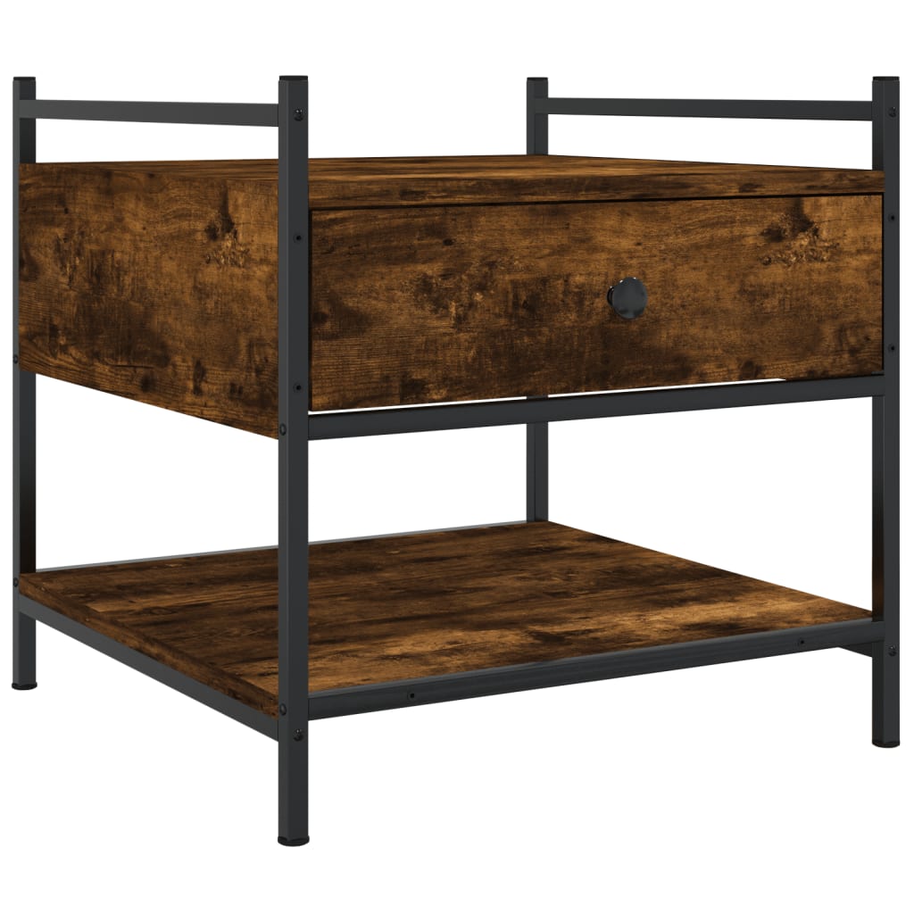 Salontafel 50x50x50 cm bewerkt hout gerookt eikenkleurig is nu te koop bij PeponiXL, paradijselijk wonen!