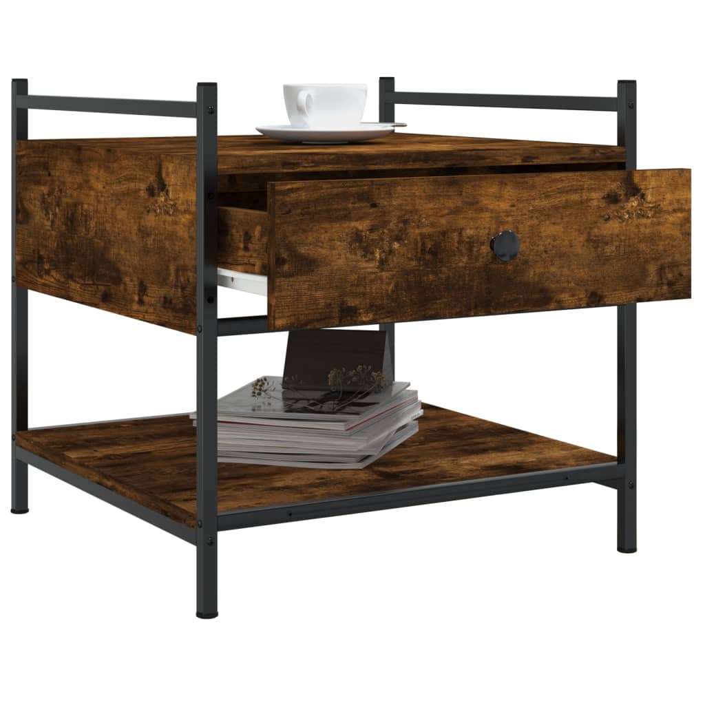 Salontafel 50x50x50 cm bewerkt hout gerookt eikenkleurig is nu te koop bij PeponiXL, paradijselijk wonen!