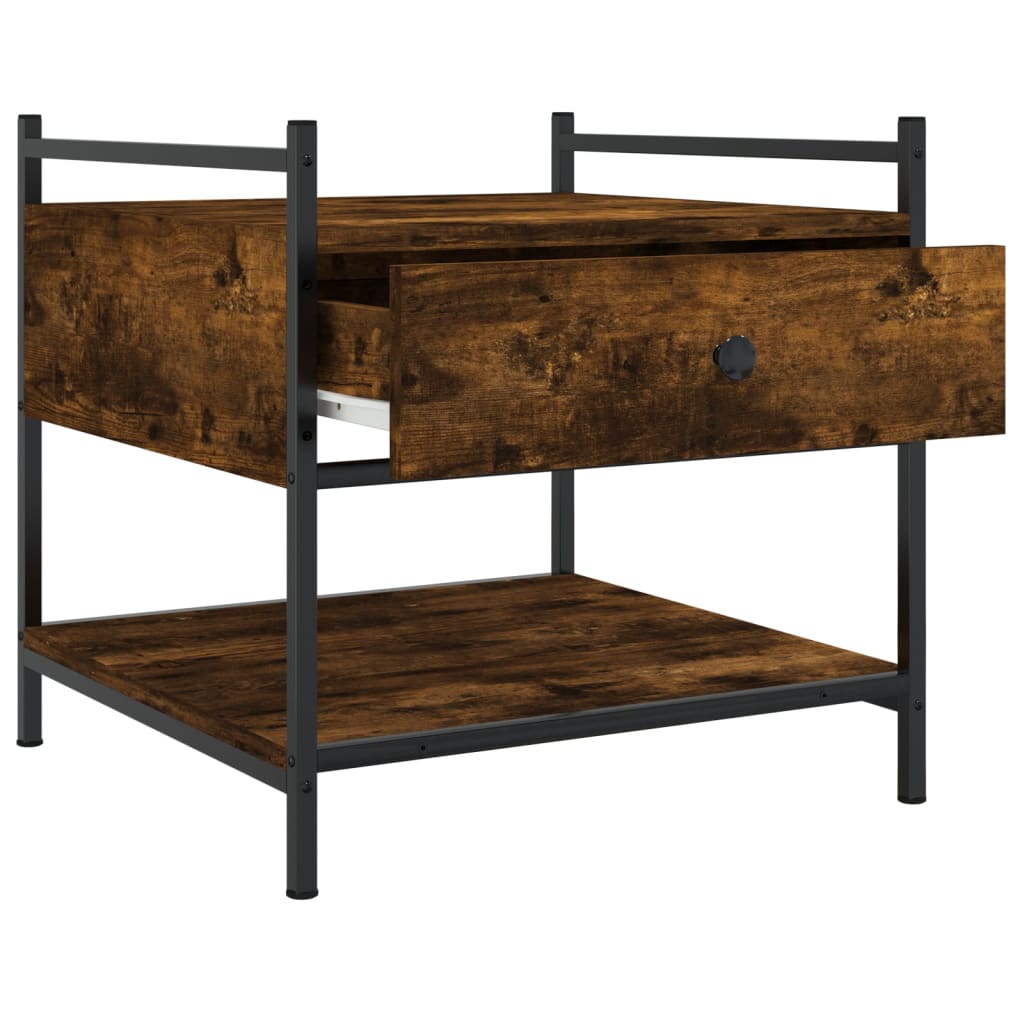 Salontafel 50x50x50 cm bewerkt hout gerookt eikenkleurig is nu te koop bij PeponiXL, paradijselijk wonen!