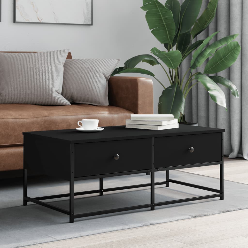 Salontafel 100x51x40 cm bewerkt hout zwart is nu te koop bij PeponiXL, paradijselijk wonen!